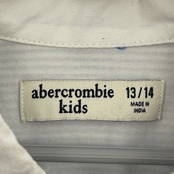 Abercrombie Kids Boys Button Up Shirt Size 13-14 Blue White Striped Long Sleeve - Picture 5 of 8